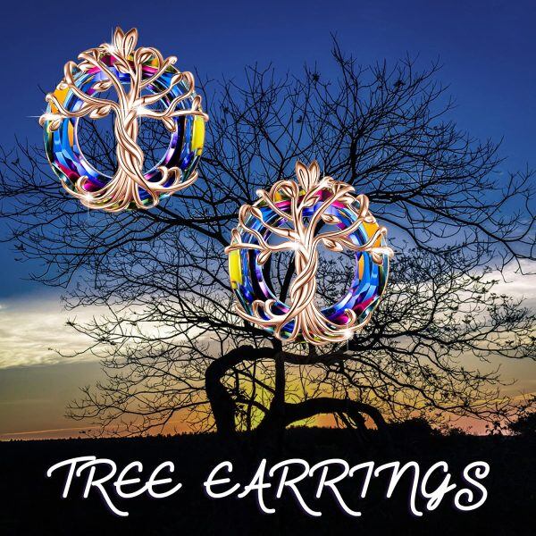 Sterling Silver Tree Of Life Stud Earrings-4