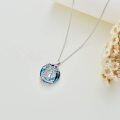 wholesale 925 Sterling Silver Blue Crystal Tree of Life Cat Pendant Necklace-0-2
