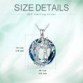 wholesale 925 Sterling Silver Blue Crystal Tree of Life Cat Pendant Necklace-0-4