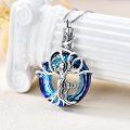 wholesale 925 Sterling Silver Blue Crystal Tree of Life Cremation Jewelry Urn Pendant Necklace with Funnel and Fill Tool-0-2