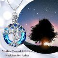 wholesale 925 Sterling Silver Blue Crystal Tree of Life Cremation Jewelry Urn Pendant Necklace with Funnel and Fill Tool-0-3