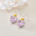 wholesale 925 Sterling Silver Pink Crystal Heart Rose Dangle Earrings for Women Gift Ideas-0-1