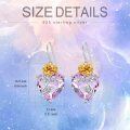 wholesale 925 Sterling Silver Pink Crystal Heart Rose Dangle Earrings for Women Gift Ideas-0-4