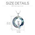 wholesale 925 Sterling Silver Cat on the Moon Pendant Necklace with Blue Circle Crystal Celtic s for Women-0-4