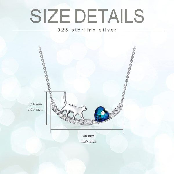 Sterling Silver Cat Heart Necklace-4