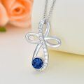 wholesale 925 Sterling Silver Blue Sapphire Infinity Cross Pendant Necklace for Women-0-2