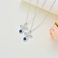 wholesale 925 Sterling Silver Blue Sapphire Infinity Cross Pendant Necklace for Women-0-3