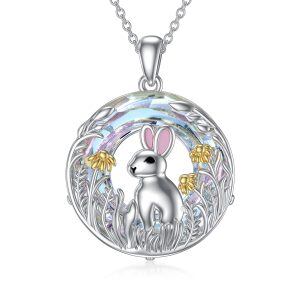 Sterling Silver Rabbit Flower Necklace-0