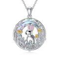 wholesale 925 Sterling Silver Round Crystal Bunny Floral Pendant Necklace for Women-0-0