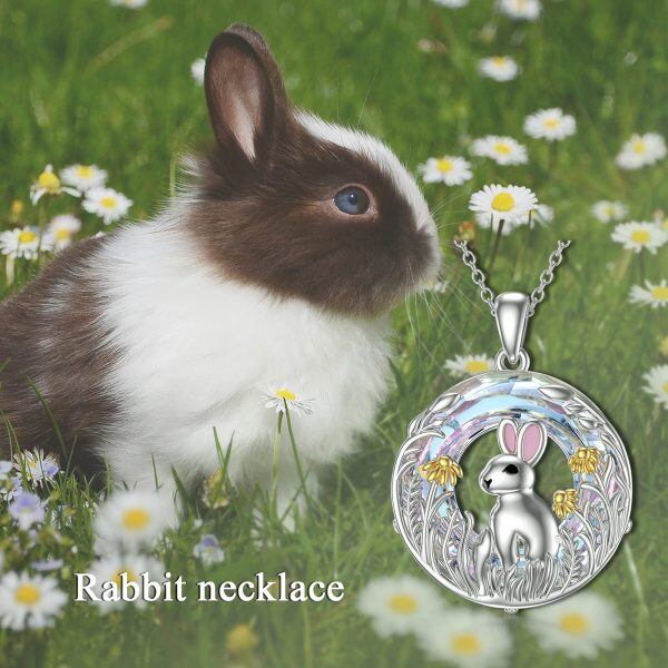 Sterling Silver Rabbit Flower Necklace-1