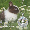wholesale 925 Sterling Silver Round Crystal Bunny Floral Pendant Necklace for Women-0-1