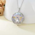 wholesale 925 Sterling Silver Round Crystal Bunny Floral Pendant Necklace for Women-0-2