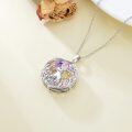 wholesale 925 Sterling Silver Round Crystal Bunny Floral Pendant Necklace for Women-0-3