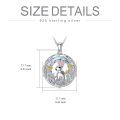 wholesale 925 Sterling Silver Round Crystal Bunny Floral Pendant Necklace for Women-0-5