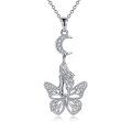 wholesale 925 Sterling Silver Fairy Butterfly Crescent Moon Pendant Necklace for Women-0-0