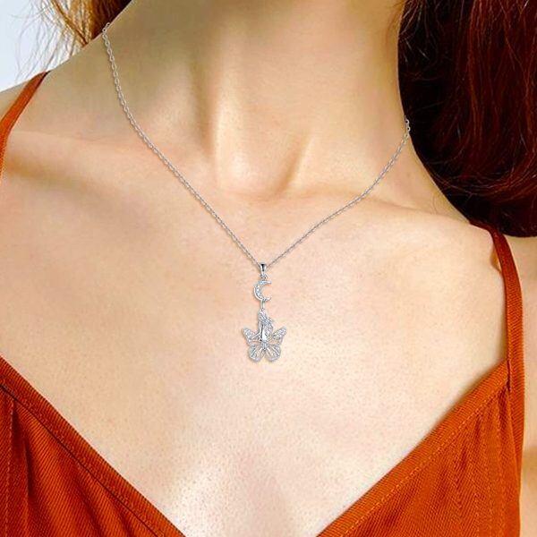 Sterling Silver Butterfly Moon Necklace-1