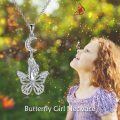 wholesale 925 Sterling Silver Fairy Butterfly Crescent Moon Pendant Necklace for Women-0-2