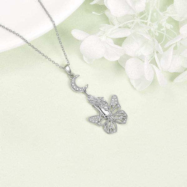 Sterling Silver Butterfly Moon Necklace-4