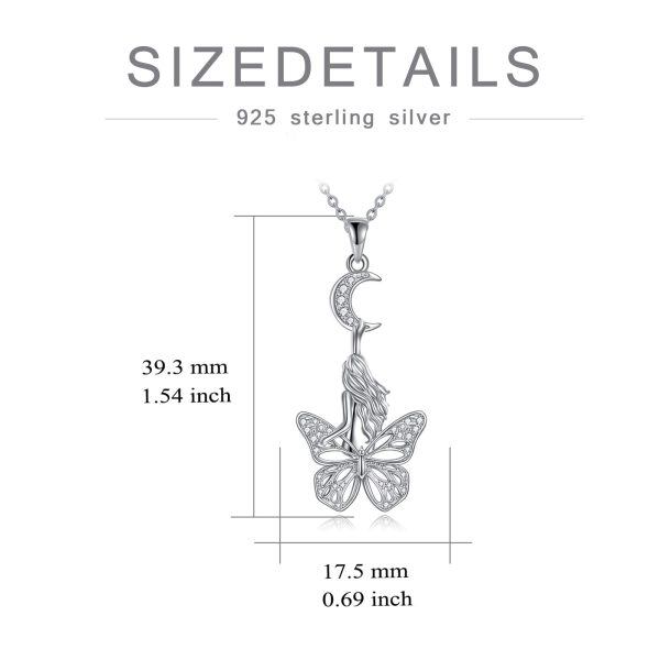 Sterling Silver Butterfly Moon Necklace-5