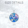 wholesale 925 Sterling Silver Round Blue Opal Coral & Flower Sea Turtle Pendant Necklace Ocean Life Jewelry for Women-0-3