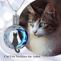 wholesale 925 Sterling Silver Blue Crystal Cat Moon Cremation Jewelry Urn Pendant Necklace for Pet Ashes Keepsake Memory Gift-0-1