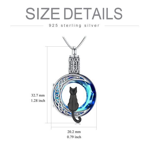 Sterling Silver Cat Moon Urn Necklace-5