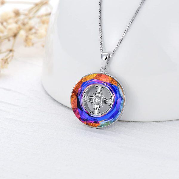 Sterling Sliver Compass Necklace-3