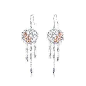 Sterling Silver Dream Catcher Earrings-0