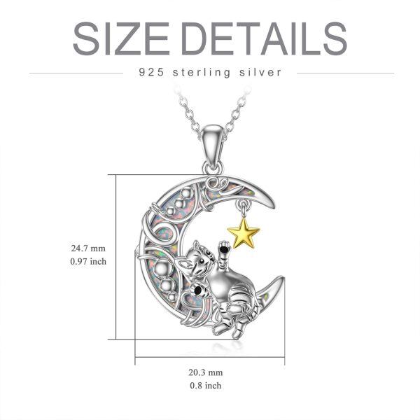 Sterling Silver Cat Moon Necklace-3