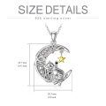 wholesale 925 Sterling Silver Opal Cat on the Moon Pendant with Star Charm Necklace-0-3