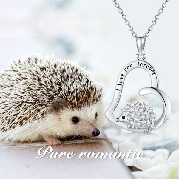 Sterling Silver Heart Hedgehog Necklace-1