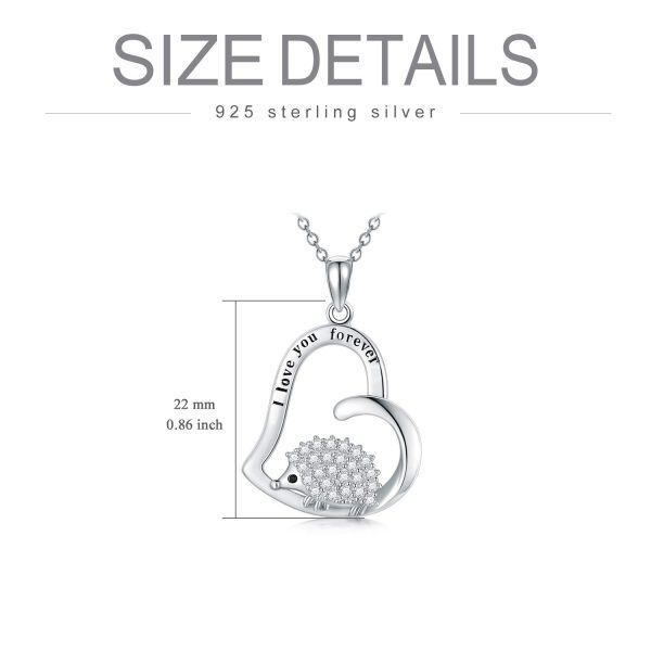 Sterling Silver Heart Hedgehog Necklace-2