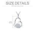 wholesale 925 Sterling Silver Heart-Shaped Hedgehog Pendant Necklace with Cubic Zirconia for Women-0-2