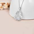 wholesale 925 Sterling Silver Heart-Shaped Hedgehog Pendant Necklace with Cubic Zirconia for Women-0-4