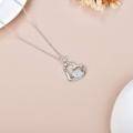 wholesale 925 Sterling Silver Heart-Shaped Hedgehog Pendant Necklace with Cubic Zirconia for Women-0-5