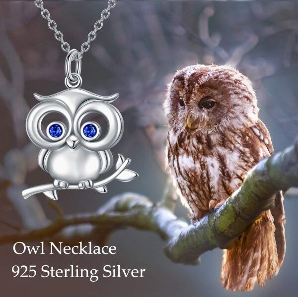 Sterling Silver Owl Pendant Necklace-1