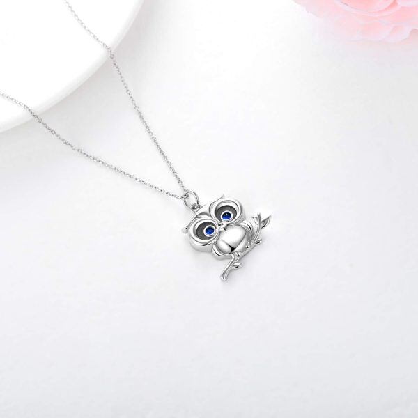 Sterling Silver Owl Pendant Necklace-3