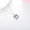 wholesale 925 Sterling Silver Owl Pendant Necklace with Blue Stones for Women-0-3