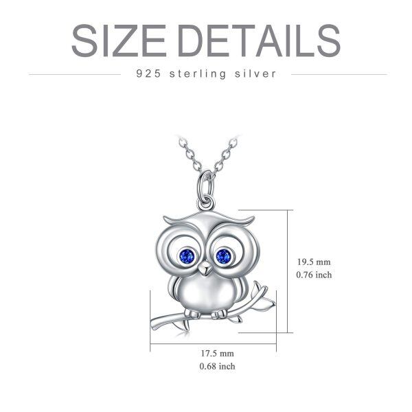 Sterling Silver Owl Pendant Necklace-5