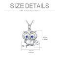 wholesale 925 Sterling Silver Owl Pendant Necklace with Blue Stones for Women-0-5
