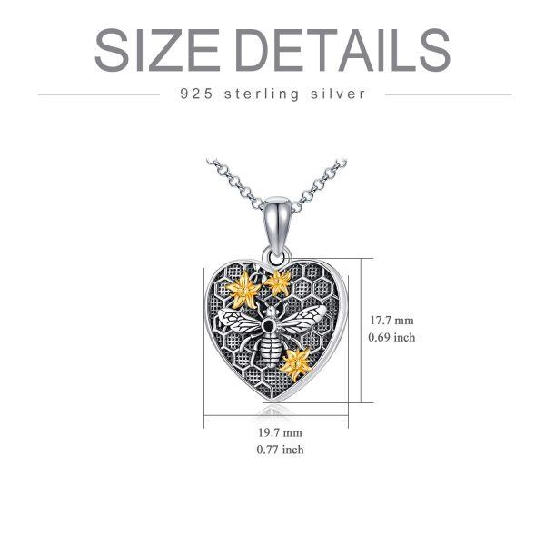 Sterling Silver Bee Heart Flower Necklace-3