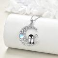 wholesale 925 Sterling Silver Crescent Moon Pendant with Penguin and Snowflake Charm Necklace for Women Halloween Jewelry-0-4