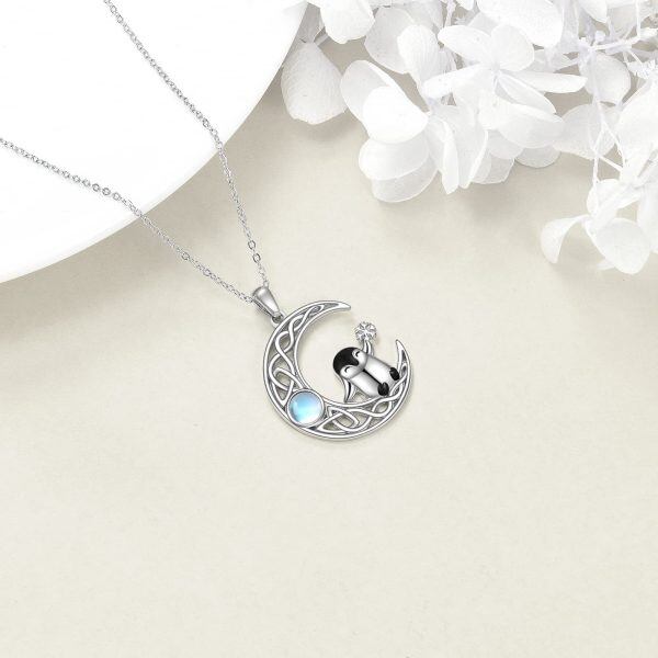 Sterling Silver Penguin Moon Necklace-5