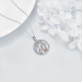 wholesale 925 Sterling Silver Mother & Baby Giraffe Pendant Necklace with Cubic Zirconia - Perfect Gift for Her-0-2