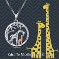 wholesale 925 Sterling Silver Mother & Baby Giraffe Pendant Necklace with Cubic Zirconia - Perfect Gift for Her-0-4