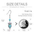 wholesale 925 Sterling Silver Turquoise Owl Drop Earrings with Hook Design for Women's Fashion -0-3