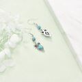 wholesale 925 Sterling Silver Turquoise Owl Drop Earrings with Hook Design for Women's Fashion -0-5