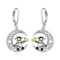 wholesale 925 Sterling Silver Moon with Cow and Heart Leverback Earrings-0-0