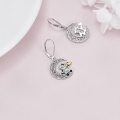 wholesale 925 Sterling Silver Moon with Cow and Heart Leverback Earrings-0-2
