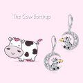 wholesale 925 Sterling Silver Moon with Cow and Heart Leverback Earrings-0-4